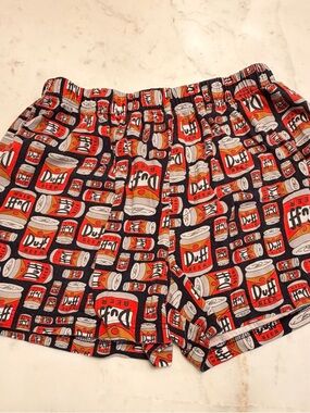 The Simpsons Duff Beer Print Men's Boxers - Red & Black Size XL